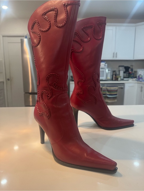 Sergio Rossi Shoes - Sergio Rossi Red Leather Pointed-Toe boots